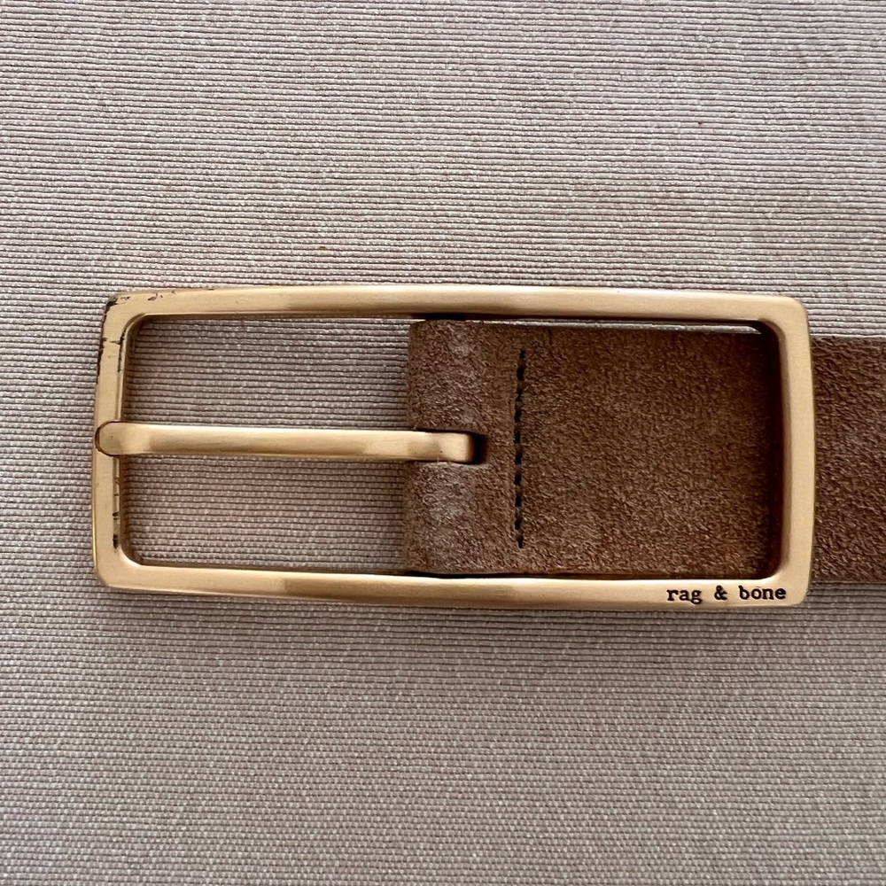 Rag and Bone leather belt w gold rectangle buckle